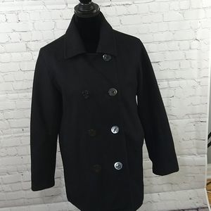 Vintage Route 66 Black Wool Pea Coat